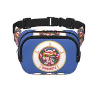 Minnesota State Flag Pattern Trendy Fashion Sac banane unisexe Sac bandoulière sport voyage Noir Taille unique