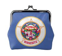 Minnesota State Flag Printed Microfiber PU Leather Wallet Kiss Lock Mini Pouch for Lipstick Key Change Organization