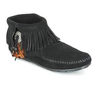 Minnetonka Boots CONCHO FEATHER SIDE ZIP BOOT in Noir 36