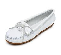 Minnetonka Deerskin Femmes Blanc Cuir Chaussures Mocassins Pointure EU 39