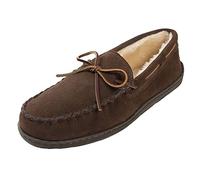 Minnetonka Men's Pile Lined Hardsole Slipper,Chocolate,13 M US