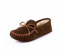Minnetonka Men's Pile Lined Softsole Moccasin, Chocolate, 10 M US