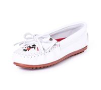 Minnetonka Mocassins à perles Thunderbird Animikii pour femme, blanc, 9.5 Wide