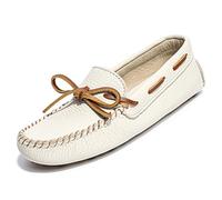 Minnetonka Mocassins de conduite classique pour femme, ecru, 5.5