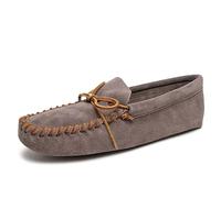 Minnetonka Mocassins en cuir souple à lacets pour homme, gris, 7.5