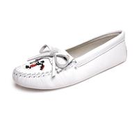 Minnetonka Thunderbird Softsole Mocassin pour Femme, Blanc Lisse., 38.5 EU