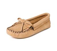 Minnetonka Women's Kilty Suede Softsole Moccasin,Taupe,8.5 M US