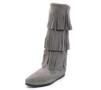 Minnetonka Women's Tall Fringed Boot Grey 6 M US