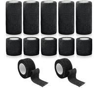 Minnhua 12PCS Bandage Autoadhésif Bande Cohésive Elastique Bandage Cohésif pour Premiers Secours Sports Animaux Strapping Cheville Bande Kinesiologie Noir(2PCS 2.5cm/5pcs 5cm/5pcs 10cm*4.5m