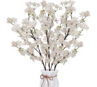 Minnhua 3pcs Fleurs Artificiel Cerisier Blanc Rosa Fausse Bouquet Fleur Artificielles Deco Branche Sakura Artificielle en Soie pour Vase Maison Mariage Fête Composition Florale Table