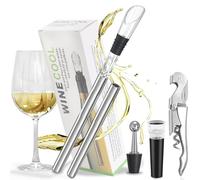 Minnhua 6 en 1 Rafraichisseur de Bouteille de Vin Bâton Aérateur de vin Cadeau Gadget Accessoire Vin Refroidisseur de Bouteille en Acier Inoxydable kit d'accessoires pour Vin Cadeau