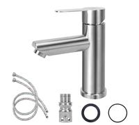 Minnhua Robinet Salle de Bain Argent Mitigeur Lavabo Robinet Salle Bain Robinet Lavabo Acier Inoxydable Robinet de lavabo haut Mitigeur Salle Bain Contrôle de l'eau Chaude et Froide