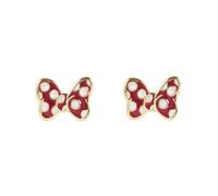 Minnie Mouse Boucles d'oreilles à tige plaquées or Motif nœud Rouge à pois, taille unique, Laiton plaqué or, Pas de gemme