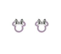 Minnie Mouse Boucles d'oreilles à tige plaquées argent avec pierres roses, taille unique, Laiton, Pas de gemme