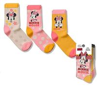 Minnie Mouse Chaussettes pour filles - Lot de 3 paires de chaussettes fantaisie en coton, pack pour enfant, chaussettes mi-mollet, adaptées aux filles de 0 à 12 ans, 1-12 Years