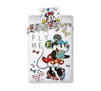 Minnie Mouse Disney Parure de lit Housse de Couette réversible + Taie d'oreiller Linge 100% Coton