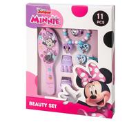 Minnie Mouse Ensemble de cheveux et bijoux de beauté pour filles - 11 pièces - Brosse, bracelet, bagues, pinces à cheveux et élastiques - Coffret cadeau dans une boîte de présentation - Accessoires de