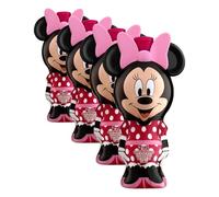 Minnie Mouse Gel douche et shampooing 2 en 1 pour enfants avec formule de soin douce, figurine 3D Minnie Mouse (400 ml) (Lot de 4)
