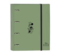 MINNIE MOUSE Mint Shadow Classeur 4 anneaux de 35 cm avec 100 feuilles A4, idéal pour les enfants de différents âges, confortable et polyvalent, qualité et résistance, 27 x 3,5 x 32 cm, Vert militaire