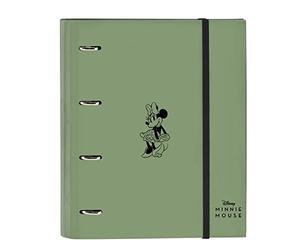MINNIE MOUSE Mint Shadow Classeur 4 anneaux de 35 cm avec 100 feuilles A4, idéal pour les enfants de différents âges, confortable et polyvalent, qualité et résistance, 27 x 3,5 x 32 cm, Vert militaire