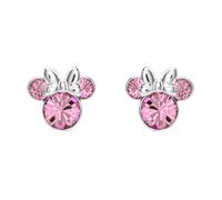 Minnie Mouse Silver Plated Pink Crystal Stud Earrings for Girls and Women