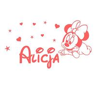 Minnie Mouse Stickers muraux Sticker nom personnalisé fille Vinyle Étoile Cœur Chambre de bébé Des gamins Garderie Autocollants Décor des enfants Art Mural