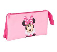 Minnie Mouse - Trousse Triple, Trousse pour Enfant, idéale pour Les Enfants d'âge Scolaire, Confortable et Polyvalente, qualité et résistance, 22 x 3 x 12 cm