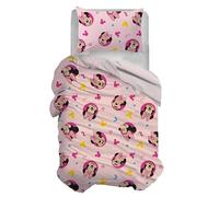 Minnie Topolina Parure de lit Simple en Coton, Rose, Sac 155 x 200, taie d'oreiller 50 x 80, Disney, 100% Coton, Produit Officiel