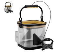 Minnow Bucket - Transparent Portable Outdoor Bucket, 8L/10L/13L Fishing Live Bait Transparent Container Tank Live Well, Fish Storage Organizer for Fish Basket with Net Lids (no Oxygen,8L)
