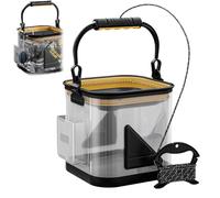 Minnow Bucket - Transparent Portable Outdoor Bucket, 8L/10L/13L Fishing Live Bait Transparent Container Tank Live Well, Fish Storage Organizer for Fish Basket with Net Lids (Oxygen,13L)