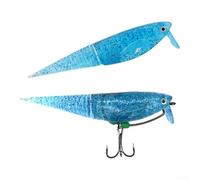 Minnow Leurre de pêche avec ailes réglables, appât souple en TPE flottant pour bar, poisson noir et perche - 9,5 cm, orange/noir/jaune/bleu/rose (bleu flottant)