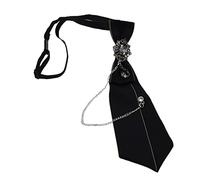 MinnowXY Cravate gothique noire avec pendentif à strass et chaîne en métal pour soirées, polyester pré-noué