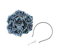 MinnowXY Serre-tête bibi avec pince à cheveux - Fleur de rose - Bandeau floral - Accessoire de fête de mariage