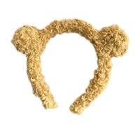 MinnowXY Serre-tête en peluche avec oreilles d'ours pour femme - Couleur bonbon - Jaune