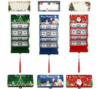 Mino Plus Cadeau d'argent de Noël,Lot de 6 Porte-Cartes Cadeaux Surprise de et 6 Cartes de vœux manuscrites à la Main - Porte-Cartes de Noël Pliable