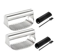 Mino Plus Presse-ail,coupe ail inox,Garlic Press Rocker Crusher,Éplucheur d'ail professionnel,Concasseur à ail avec Outil Éplucheur en silicone (2 pièce)