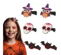 MinoCino Barrettes Cheveux Halloween pour Femme, Lot de 6 Pinces à Cheveux Pailletées, Accessoires Cheveux Halloween, Sorcière Hibou Crâne Chauve-Souris
