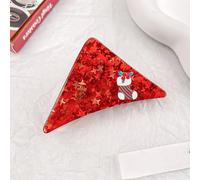 MinoCino Pince à cheveux de Noël pour femmes et filles, 1 pièce pince à cheveux de vacances, accessoire de chaussette rouge, style triangle pour fête