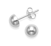 Minoplata Boucles d'oreilles demi-boule de 8 mm en argent sterling 925, un basique qui ne peut manquer dans la boîte à bijoux d'une femme élégante, également magnifique pour les filles