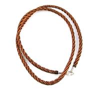 Minoplata Collier ras-du-cou en soie reliée marron, 2,5 mm d'épaisseur, fermoir en argent sterling 925, longueur 45 cm, style unisexe