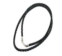 Minoplata Collier ras-du-cou en soie reliée noire, 45 cm de longueur, 2,5 mm d'épaisseur, fermoir en argent sterling 925, unisexe