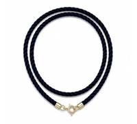 Minoplata Collier ras-du-cou en soie tressée noire, fermoir en argent sterling 925 plaqué or, 2,5 mm, 50 cm, unisexe
