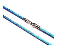 Minoplata Cordon en soie bleu clair avec fermoir en argent sterling combiné avec des pendentifs de petite taille et pour créer des colliers ras du cou pour enfants, Soie