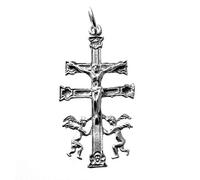 Minoplata Grande croix de Caravaca en argent sterling 925 de 40 mm. Longueur d'un bijou amulette unisexe, no, Argent, Non applicable