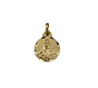 Minoplata Médaille scapulaire en argent 925 plaqué or, Vierge du Carmen et Sacré-Cœur de Jésus, 14 mm, double face avec bord sculpté