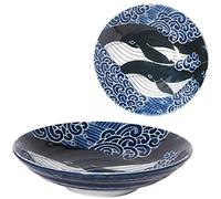 Minorutouki Mino ware Assiette plate blanche Motif baleine 22 x 4 cm 567 g Fabriqué au Japon