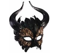 Minotaurus Masque avec cornes de taureau et plumes Noir/marron Mythologie Halloween