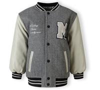 Minoti Boys Varsity Jacket With Snap Buttons And Pu Sleeves Grey MottleLightGrey 5-6 Yrs Male