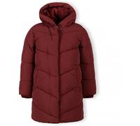 Minoti Girls Long Quilted Winter Jacket Zip Press Studs Burgundy Bordeaux 3-4 Yrs Female
