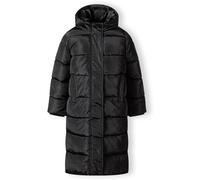 Minoti Girls Long Winter Quilted Coat With Hood And Side Slits Black Noir 6-7 Yrs Female